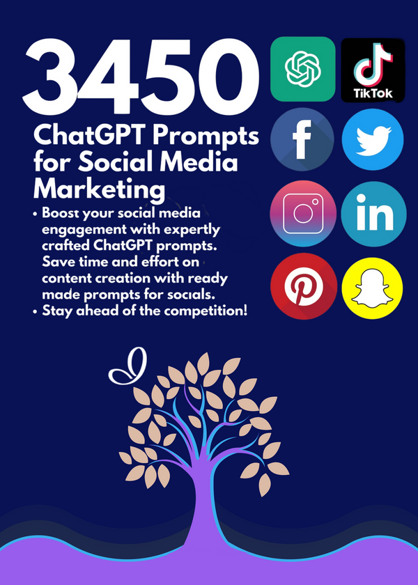 3450 ChatGPT Prompts for Social Media Marketing | TikTok | Facebook | Pinterest | Twitter | Instagram | Instant Access | Copy and Paste